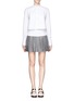 Figure View - Click To Enlarge - ALEXANDER WANG - Texture wide waistband pleat skirt