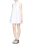 Front View - Click To Enlarge - ALEXANDER WANG - Open back shirt dress with pleat skirt underlay