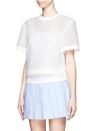 Front View - Click To Enlarge - ALEXANDER WANG - Logo guipure lace sleeveless top