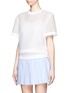 Front View - Click To Enlarge - ALEXANDER WANG - Logo guipure lace sleeveless top