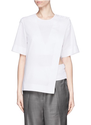 Main View - Click To Enlarge - ALEXANDER WANG - Asymmetric wrap front top with bralette underlay