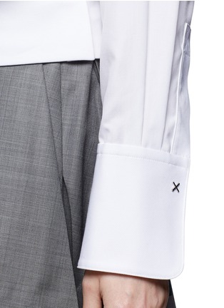 Detail View - Click To Enlarge - ALEXANDER WANG - Piqué band collar cropped shirt