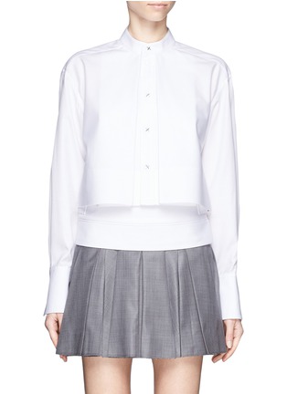 Main View - Click To Enlarge - ALEXANDER WANG - Piqué band collar cropped shirt