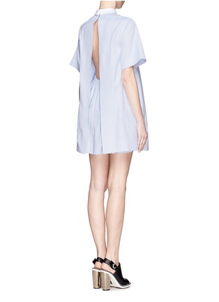 Back View - Click To Enlarge - ALEXANDER WANG - Open back shirt dress with pleat skirt underlay