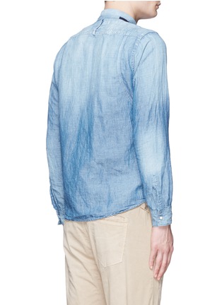 Back View - Click To Enlarge - FDMTL - Distressed patchwork cotton-linen denim shirt