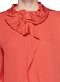 Detail View - Click To Enlarge - ARMANI COLLEZIONI - Ruched collar crepe blouse