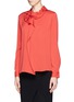 Front View - Click To Enlarge - ARMANI COLLEZIONI - Ruched collar crepe blouse