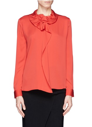 Main View - Click To Enlarge - ARMANI COLLEZIONI - Ruched collar crepe blouse