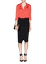 Figure View - Click To Enlarge - ARMANI COLLEZIONI - Ruched collar crepe blouse