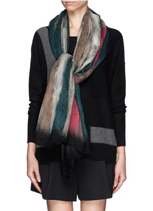 Figure View - Click To Enlarge - FRANCO FERRARI - Stripe cashmere-wool scarf