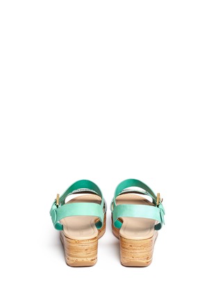 Back View - Click To Enlarge - SERGIO ROSSI - Bamboo flatform leather sandals