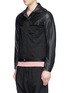 Front View - Click To Enlarge - SIKI IM / DEN IM - Leather panel twill shirt jacket