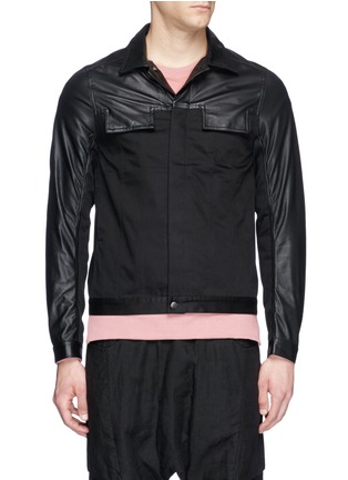 Main View - Click To Enlarge - SIKI IM / DEN IM - Leather panel twill shirt jacket