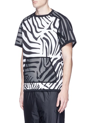 Front View - Click To Enlarge - 72896 - Zebra print mesh overlay T-shirt