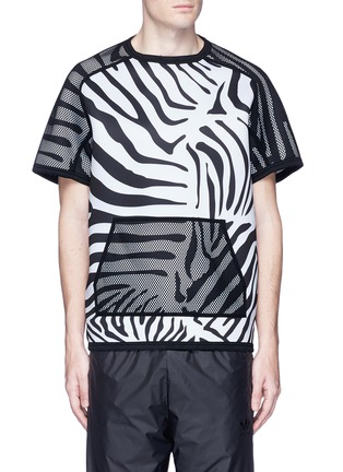 Main View - Click To Enlarge - 72896 - Zebra print mesh overlay T-shirt
