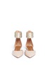 Front View - Click To Enlarge - AQUAZZURA - 'Hello Lover' metallic anklet leather flats