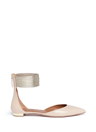 Main View - Click To Enlarge - AQUAZZURA - 'Hello Lover' metallic anklet leather flats