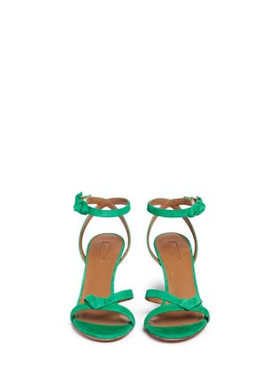 Front View - Click To Enlarge - AQUAZZURA - 'Passion' knotted bow suede sandals