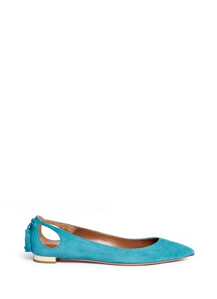 Main View - Click To Enlarge - AQUAZZURA - 'Forever Marilyn' tassel suede flats