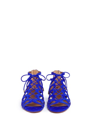 Front View - Click To Enlarge - AQUAZZURA - 'Ivy' caged suede sandals