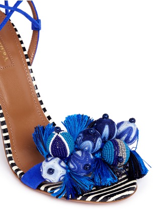 Detail View - Click To Enlarge - AQUAZZURA - 'Tropicana' orb and tassel embellished suede sandals