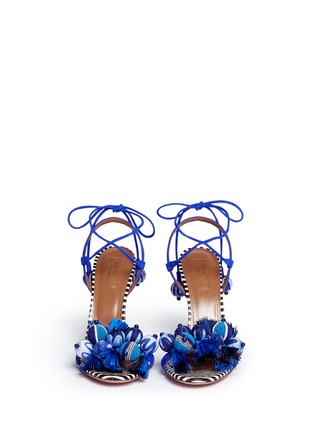 Front View - Click To Enlarge - AQUAZZURA - 'Tropicana' orb and tassel embellished suede sandals