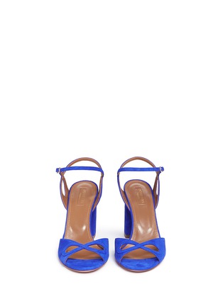 Front View - Click To Enlarge - AQUAZZURA - 'Vera' eyelet block heel suede sandals