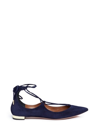 Main View - Click To Enlarge - AQUAZZURA - 'Christy' lace-up suede flats