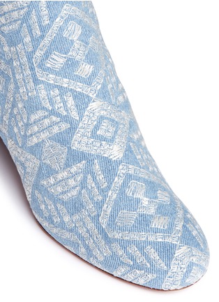 Detail View - Click To Enlarge - AQUAZZURA - 'Brooklyn' geometric embroidered denim boots