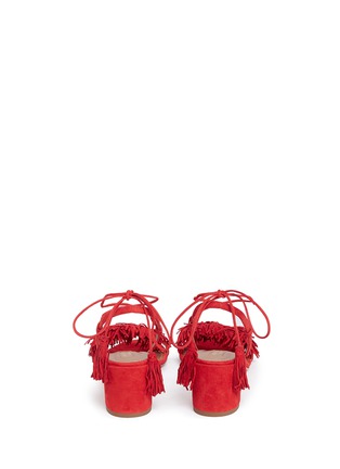 Back View - Click To Enlarge - AQUAZZURA - 'Wild Thing' fringe block heel suede sandals