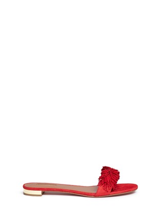 Main View - Click To Enlarge - AQUAZZURA - 'Wild Thing' fringe suede slide sandals