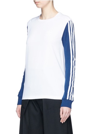 Front View - Click To Enlarge - ADIDAS - 3-Stripes colourblock long sleeve T-shirt