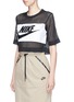 Front View - Click To Enlarge - NIKE - Swoosh logo patch mesh cropped T-shirt