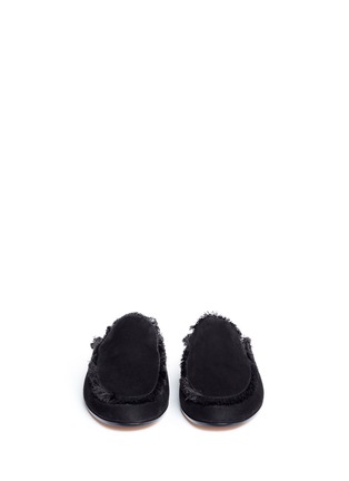 Front View - Click To Enlarge - GIANVITO ROSSI - 'Caicos' fringed suede mules