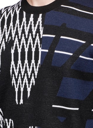 Detail View - Click To Enlarge - MC Q - Stripe swallow zigzag intarsia wool sweater