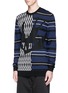 Front View - Click To Enlarge - MC Q - Stripe swallow zigzag intarsia wool sweater