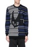 Main View - Click To Enlarge - MC Q - Stripe swallow zigzag intarsia wool sweater