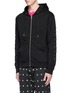 Front View - Click To Enlarge - MC Q - Logo embroidered French terry zip hoodie