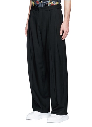 Front View - Click To Enlarge - MC Q - 'Moss' virgin wool wide leg pants