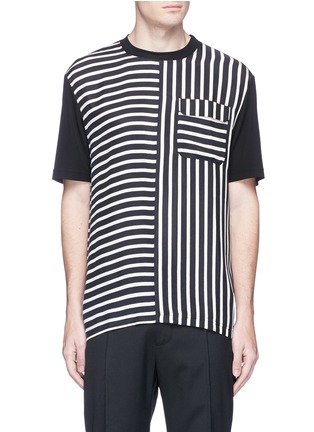 Main View - Click To Enlarge - MC Q - Bemberg stripe front crepe T-shirt