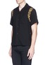Front View - Click To Enlarge - 73088 - Leopard print shoulder tencel Cuban shirt