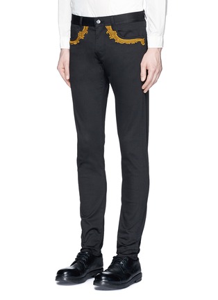 Front View - Click To Enlarge - 73088 - Decorative embroidered slim fit pants