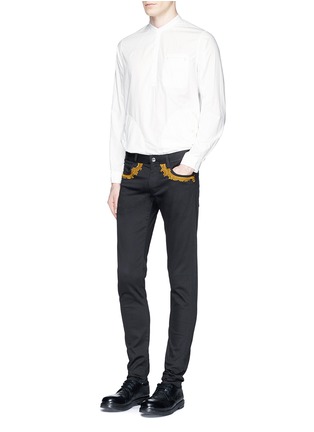 Figure View - Click To Enlarge - 73088 - Decorative embroidered slim fit pants
