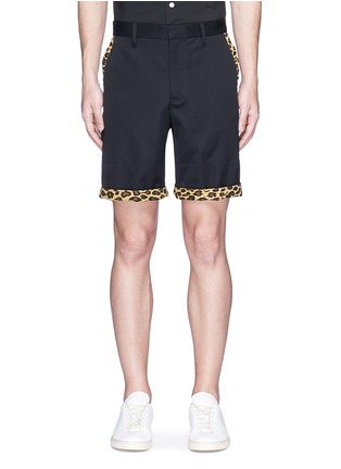 Main View - Click To Enlarge - 73088 - Leopard print trim wool twill shorts
