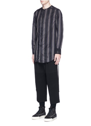 Front View - Click To Enlarge - SONG FOR THE MUTE - Stripe side tie cupro shirt