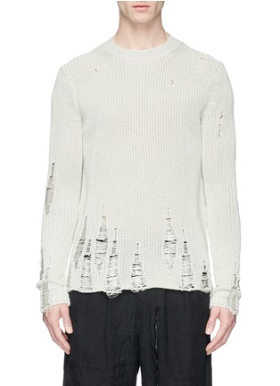 Main View - Click To Enlarge - SONG FOR THE MUTE - Distressed cotton straw sweater