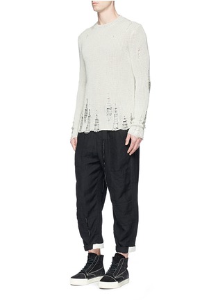 Figure View - Click To Enlarge - SONG FOR THE MUTE - Distressed cotton straw sweater