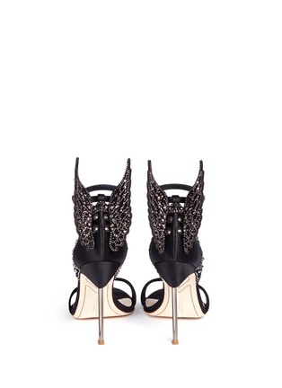 Back View - Click To Enlarge - SOPHIA WEBSTER - 'Evangeline' 3D strass angel wing appliqué satin sandals