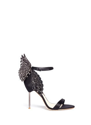 Main View - Click To Enlarge - SOPHIA WEBSTER - 'Evangeline' 3D strass angel wing appliqué satin sandals
