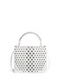 Back View - Click To Enlarge - ALEXANDER MCQUEEN - Crystal clasp eyelet effect perforated leather satchel
